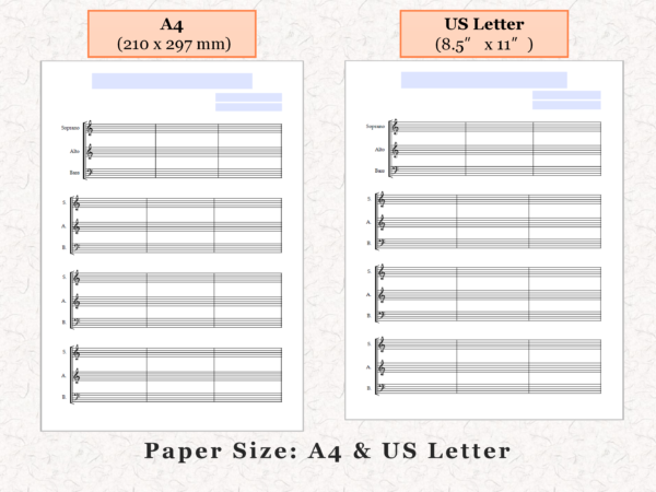 SAB Choir - Printable Blank Sheet Music Paper PDF 05
