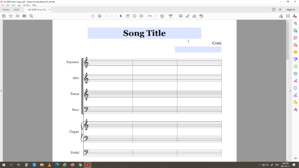 SATB Choir Organ - Printable Blank Sheet Music Paper PDF 05