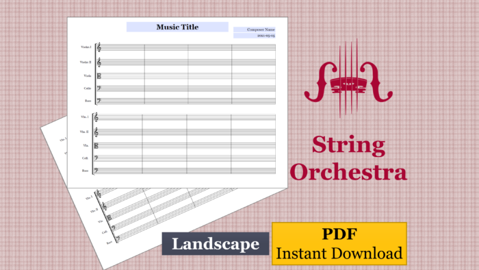 String Orchestra Landscape - Printable Blank Sheet Music Paper PDF