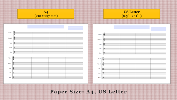 String Orchestra Landscape - Printable Blank Sheet Music Paper PDF 04