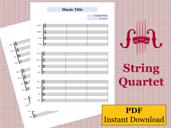 String Quartet - Printable Blank Sheet Music Paper PDF
