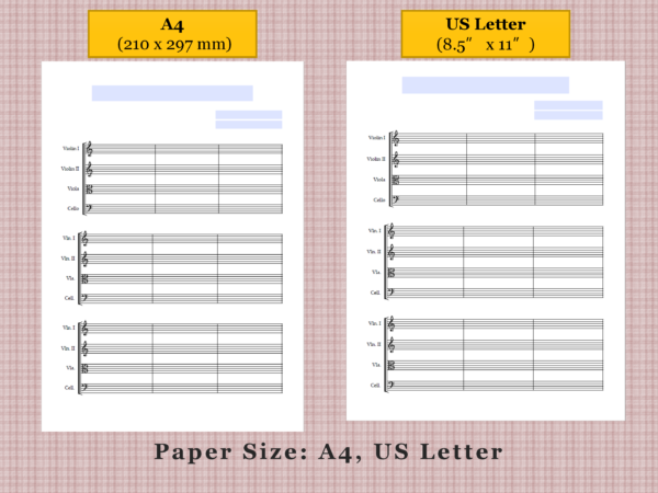 String Quartet - Printable Blank Sheet Music Paper PDF 04