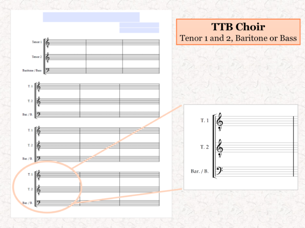TTB Choir - Printable Blank Sheet Music Paper PDF 02