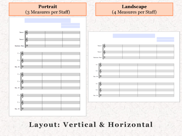TTB Choir - Printable Blank Sheet Music Paper PDF 04
